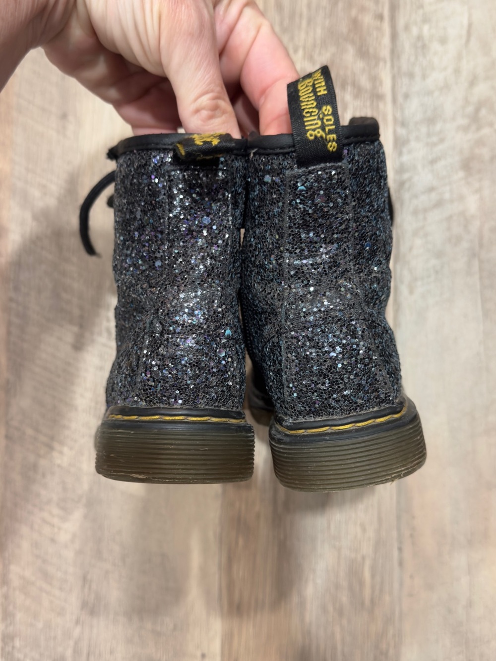 Dr. Martens Kids Youth Toddler Black Glitter Ankle Boots US Size 11 - Picture 5 of 8